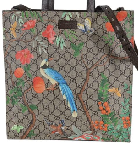 Gucci GG Supreme 450950 Flower Embroidery Patch Tote Bag 